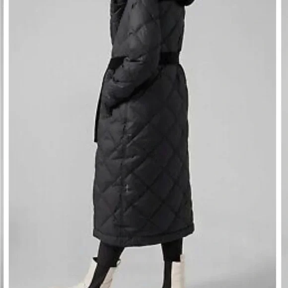 Athleta Boulevard Down Duster Black Quilted Long Coat - Picture 2 of 8